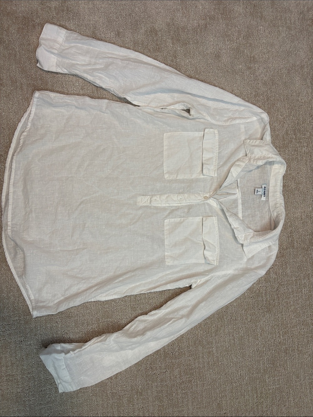 Old Navy Linen Cotton Blend White Womens Large Spring Summer Costal Beach